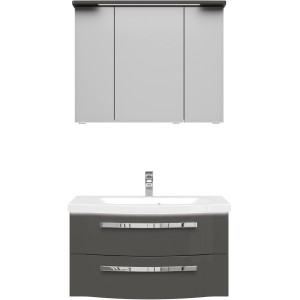 Pelipal 4005 Fokus Badmöbel-Set 3-tlg. 92 cm Steingrau EEK: A-A++