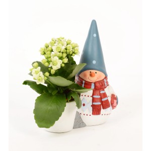 Flammendes Käthchen im Wichtel-Keramiktopf, festliche Tischdeko für Innen.