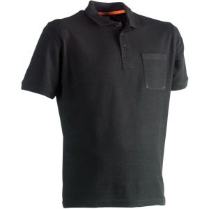 Schwarzes Herock Polohemd Leo, kurzärmlig, Größe L, mit Brusttasche. Arbeitskleidung.