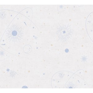 A.S. Creation Vliestapete Weltall beige-blau mit Sternen, Mond und Planeten.