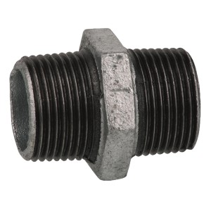 Verzinkter Kirchhoff Doppelnippel 33,3 mm (1 AG) aus Temperguss für Rohrverbindungen.