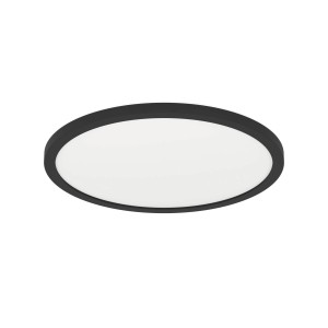 Schwarze, runde LED-Deckenleuchte Expert Minerario, 30 cm Durchmesser, geeignet für Feuchträume.
