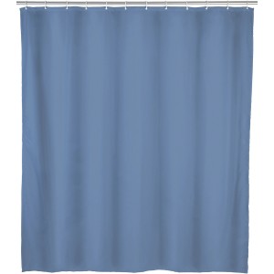 Wenko Duschvorhang Uni Blaugrau, 180x200cm, aus wasserdichtem PEVA-Kunststoff mit 12 Ringen.