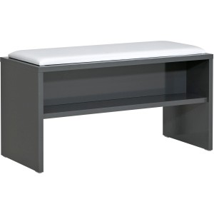 Pelipal Sitzbank Quantum 01 in Anthrazit mit weißem Sitzkissen und Ablagefach, 90 cm breit.