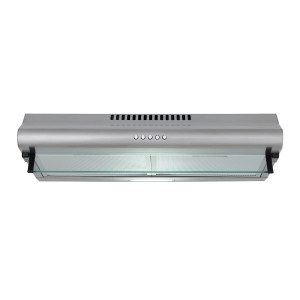 Respekta Unterbau-Dunstabzugshaube CH1259IXCN aus Edelstahl mit Glasschirm, 60 cm breit.