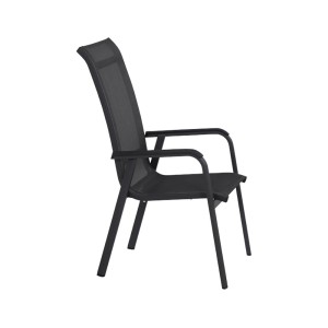 Anthrazitfarbener Siena Garden Stapelsessel Tesoro mit hoher Rückenlehne und Aluminiumgestell.