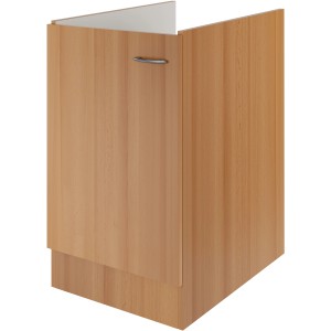 Flex-Well Spülenunterschrank Classic Nano, 50 cm, Buche Dekor mit Edelstahlgriff.