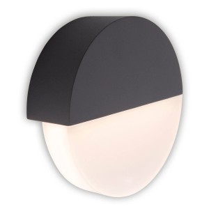 Moderne, runde LED-Außenwandleuchte Sobrio in Anthrazit und Weiß, Ø 18 cm.