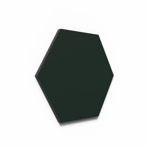 Dunkelgrünes Designpaneel Hexagon Lino Conifer Clear, MDF, 25x25cm, zur Wandgestaltung.