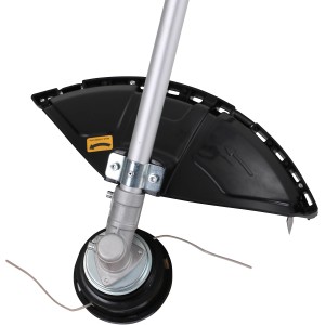 Detailaufnahme des Texas Akku-Freischneiders BCZ5800 Solo, Akku-Trimmer mit Fadenkopf und Schutzvorrichtung.