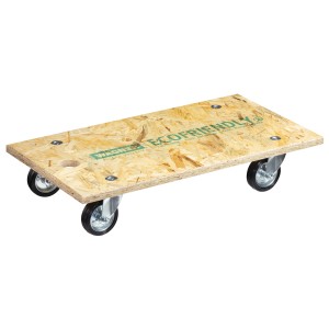 Wagner Transporthilfe 1140 mit OSB-Platte, 250 kg Tragkraft und vier Rollen.