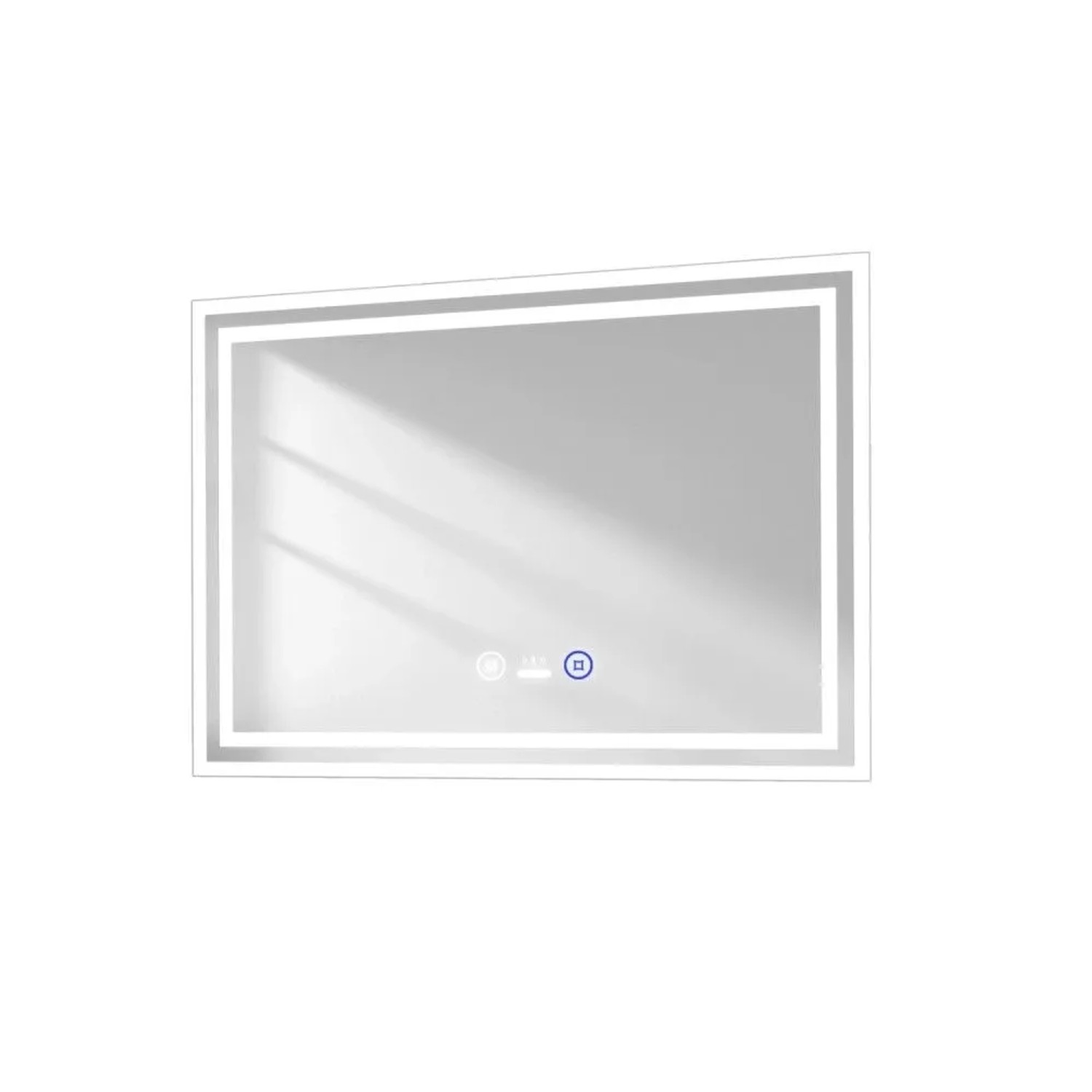 Rechteckiger Emke Badspiegel 70x50 cm mit LED-Beleuchtung, Anti-Beschlag und Touchschalter für Lichtfarben.