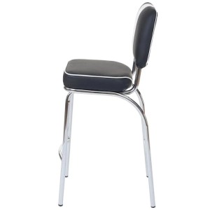 MCW Barhocker Akita 2er-Set, schwarz-weißer Kunstlederbezug, Metallgestell.