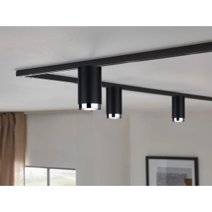 Paulmann URail Spot Tube, schwarz matt, an Schienensystem unter Decke.