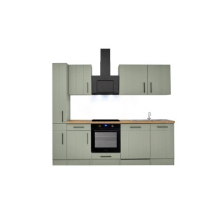 Respekta Küchenzeile Anton Landhaus Schilfgrün 250 cm mit Induktionskochfeld