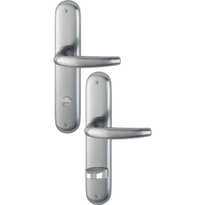 Hoppe Atlanta Langschild-Garnitur WC, Stahlfarbenes Aluminium für Innentüren.