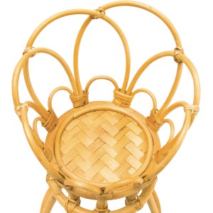 Detailansicht: Naturfarbener Blumenständer aus Rattan, 49x30x30 cm, geflochtenes Muster.