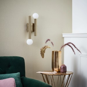 Brilliant Wandleuchte Lucky, 2-flammig, Messing Antik im Retro-Design.