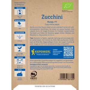 Kiepenkerl BIO Zucchini Dunja F1 Saatgutpackung, Gemüsesamen für den Garten.