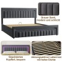 okwish Polsterbett mit LED Beleuchtung Schubladen Jugendzimmer 180x200cm Grau_7