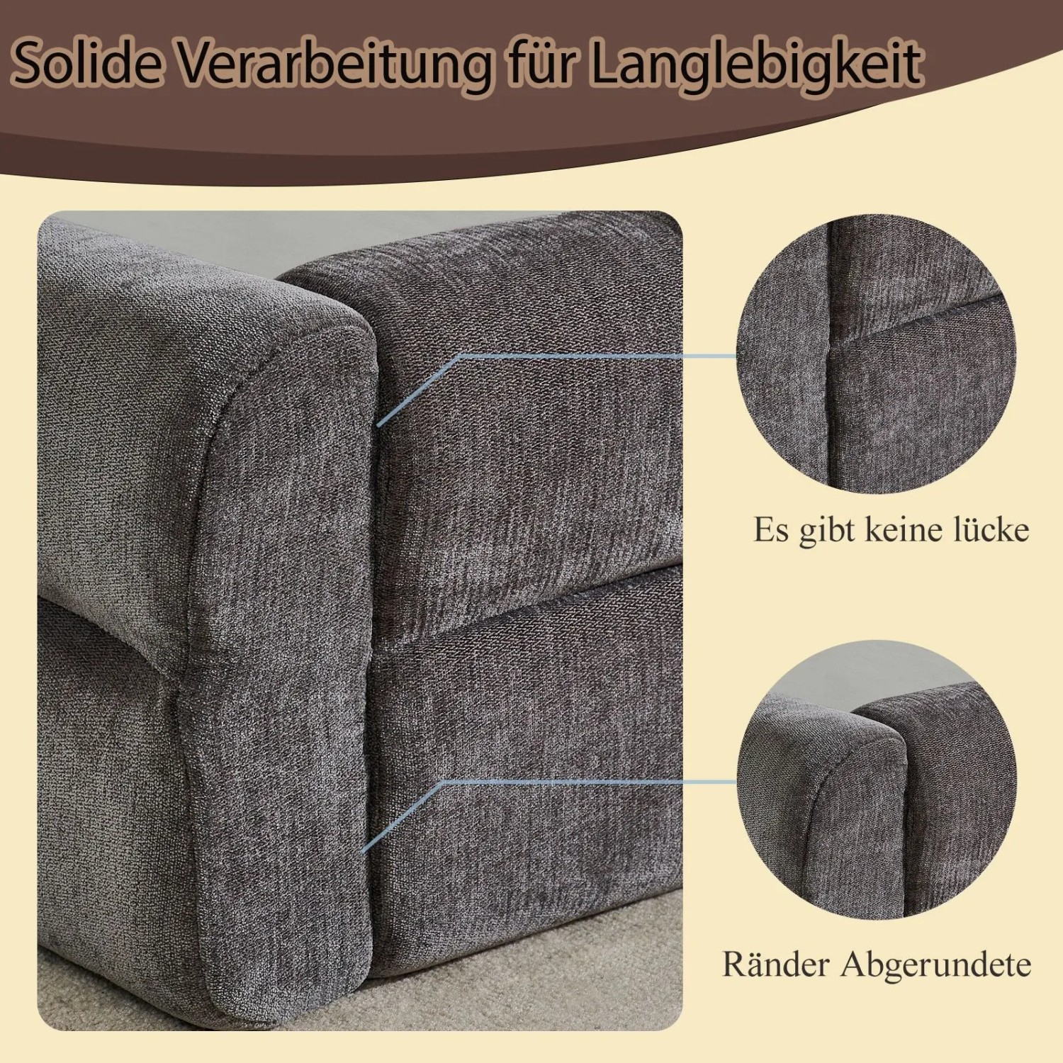 okwish Einzelbett 90x200cm mit Rückenlehne Chenille Kinderzimmer Grau ohne Matratze_9