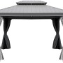 Sojag Aluminium Pavillon Messina 12x16 Champagner mit Vorhängen und doppeltem Dach.