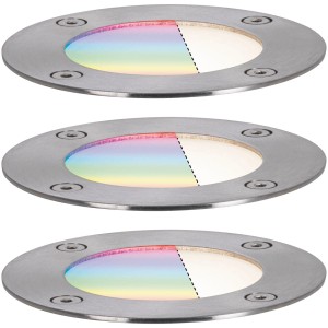 Paulmann Outdoor Bodenstrahler Set, silbernes Gehäuse, RGBW Licht für Außenbeleuchtung.
