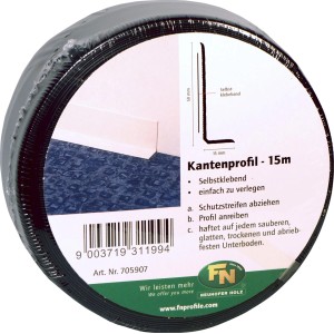 Schwarze Sockelleiste KU006, 15mm x 50mm, 15 lfm, selbstklebend, für saubere Wandabschlüsse.