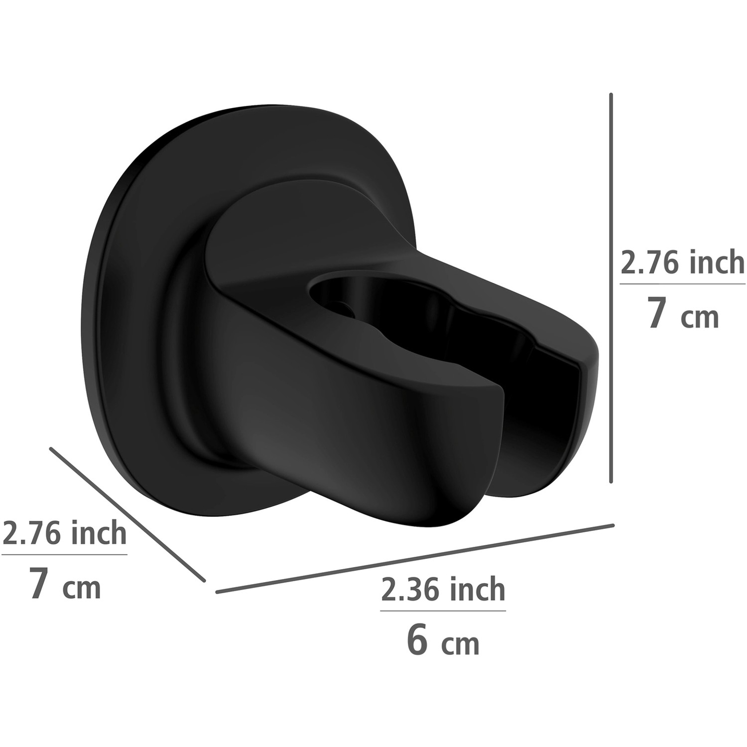 Wenko Duschkopfhalter Libertà Schwarz, zur Wandmontage ohne Bohren.