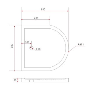 Glasdeals Duschwanne Duschtasse Acryl für U Duschen 5 x 80 x 80 cm 3930