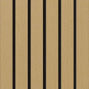 Akustikpaneel Eiche, brandhemmend, mit schwarzem Filz. Holzpaneel für Wand- und Deckengestaltung.