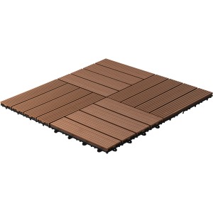 Hellbraune Home Deluxe WPC Klickfliesen (30x30 cm) für 3 m² Fläche.