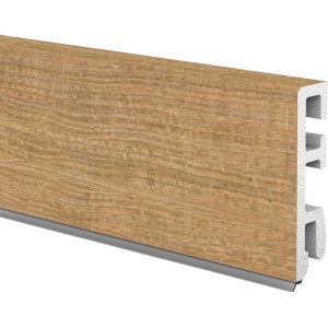 Hartschaum Sockelleiste Cubica 60, Dekor Colorado Oak, selbstklebend, 2500 mm Länge.