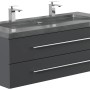 Posseik Badmöbel-Set Yamo, 130 cm, Grafit, mit Granit-Waschbecken und zwei Hahnlöchern.