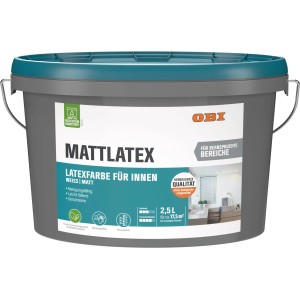 Eimer OBI Mattlatex, konservierungsmittelfreie, weiße Latexfarbe für Innen, 2,5 l.