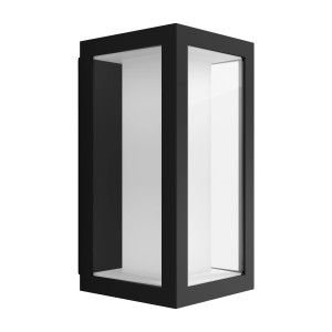 Schwarze Philips Hue Impress LED-Wandleuchte für den Außenbereich mit Farbwechsel.
