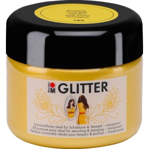Marabu Glitterfarbe Honiggold, 225ml, transparent. Acryllack mit Glitzerpartikeln für Wand-Akzente.