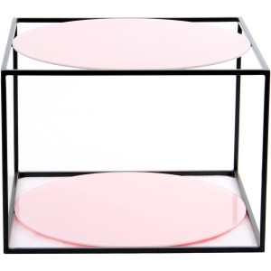 Kayoom Beistelltisch Cody, rosa Glasplatten, schwarzes Metallgestell, Ø 50 cm