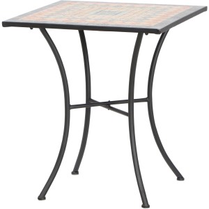 Rechteckiger Siena Garden Gartentisch Prato, 64x64 cm, schwarz, mit Mosaikmuster.