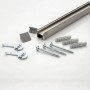 Deco-Raum Gardinenschiene Square Edelstahl-optik: Schiene, Endkappen, Spannriegel, Schrauben, Dübel für Montage.