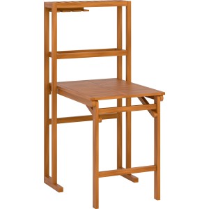 3-tlg. Balkonmöbel-Set Marmora mit Regal aus geöltem Akazienholz.