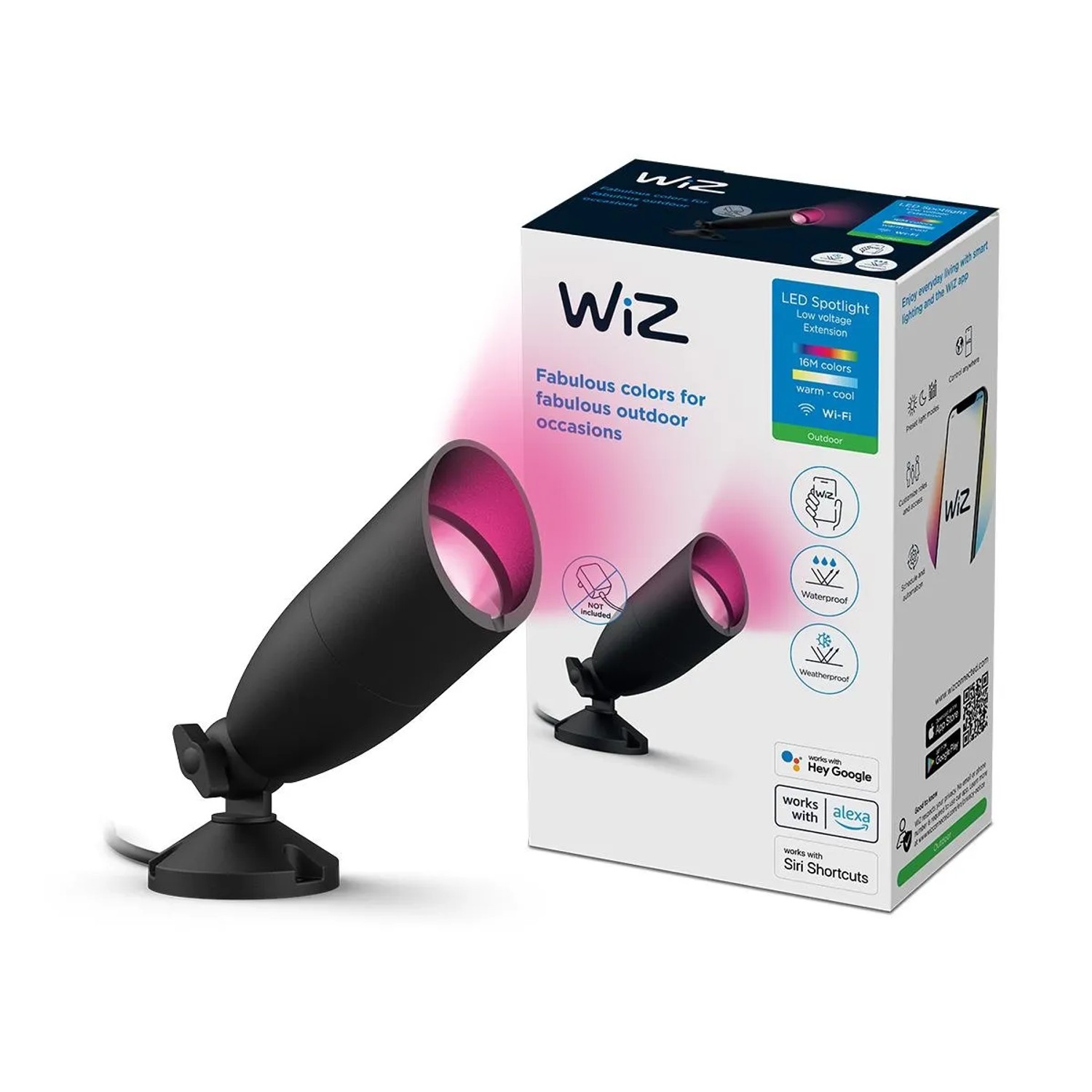 WiZ LED-Außenstandleuchte Spot Erweiterung, Tunable White & Color, 1er-Pack. Smarte Gartenbeleuchtung.