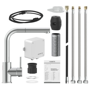 Schütte Sensor-Spültischarmatur Vital Chrom mit Zubehör und herausziehbarem Auslauf.