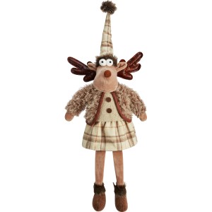 Dekorativer Rentier aus Stoff/Polyester in Braun, Weihnachtsdekoration.