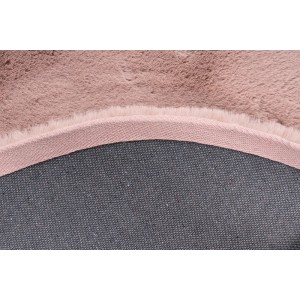 Detailansicht: Runder, rosa Lalee Teppich Heaven, Ø 120 cm. Kurzflor, weiches Kunstfell.