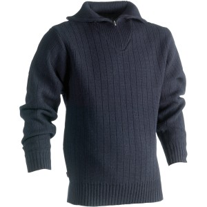 Marineblauer Herock Pullover Njord, Rippstrick mit kurzem Reißverschluss, Größe L.