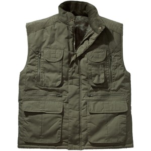 Olivgrüne Scheibler Arbeitsweste Forest 8238 Gr. XXL mit Cordbesatz und vielen Taschen.