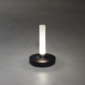 Schwarze Konstsmide LED Akku-Vase Biarritz, ø 13,5 cm, Höhe 20,5 cm. Moderne Außen-Dekoleuchte.
