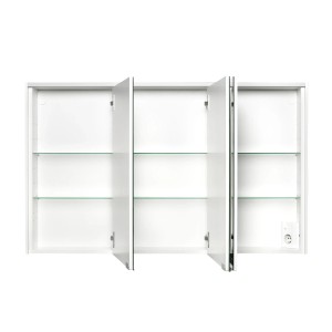 Offener Sieper Spiegelschrank SPS-KHX 120, 120 cm breit, Holzdekor Weiß, mit Glasablagen.