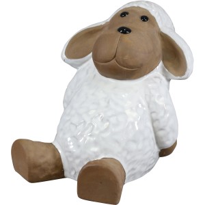 Deko-Schaf sitzend aus Keramik 26 cm x 21 cm x 25 cm Weiß